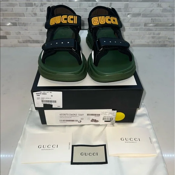GUCCi kids Aguru Trek brand-embellished leather sandals 5-8 years 33 - Picture 5 of 7